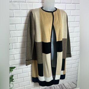 JONES STUDIO Colorblock Open Front Cardigan Sweater/size M